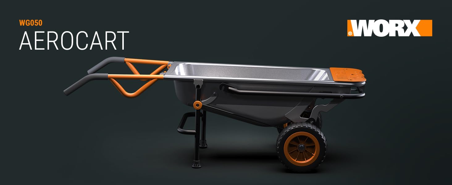 Wheelbarrow. flat free. aerocart. worx. 8-in-1. dolly. wheel barrow. yard cart. 100 lbs.. wagon kit 