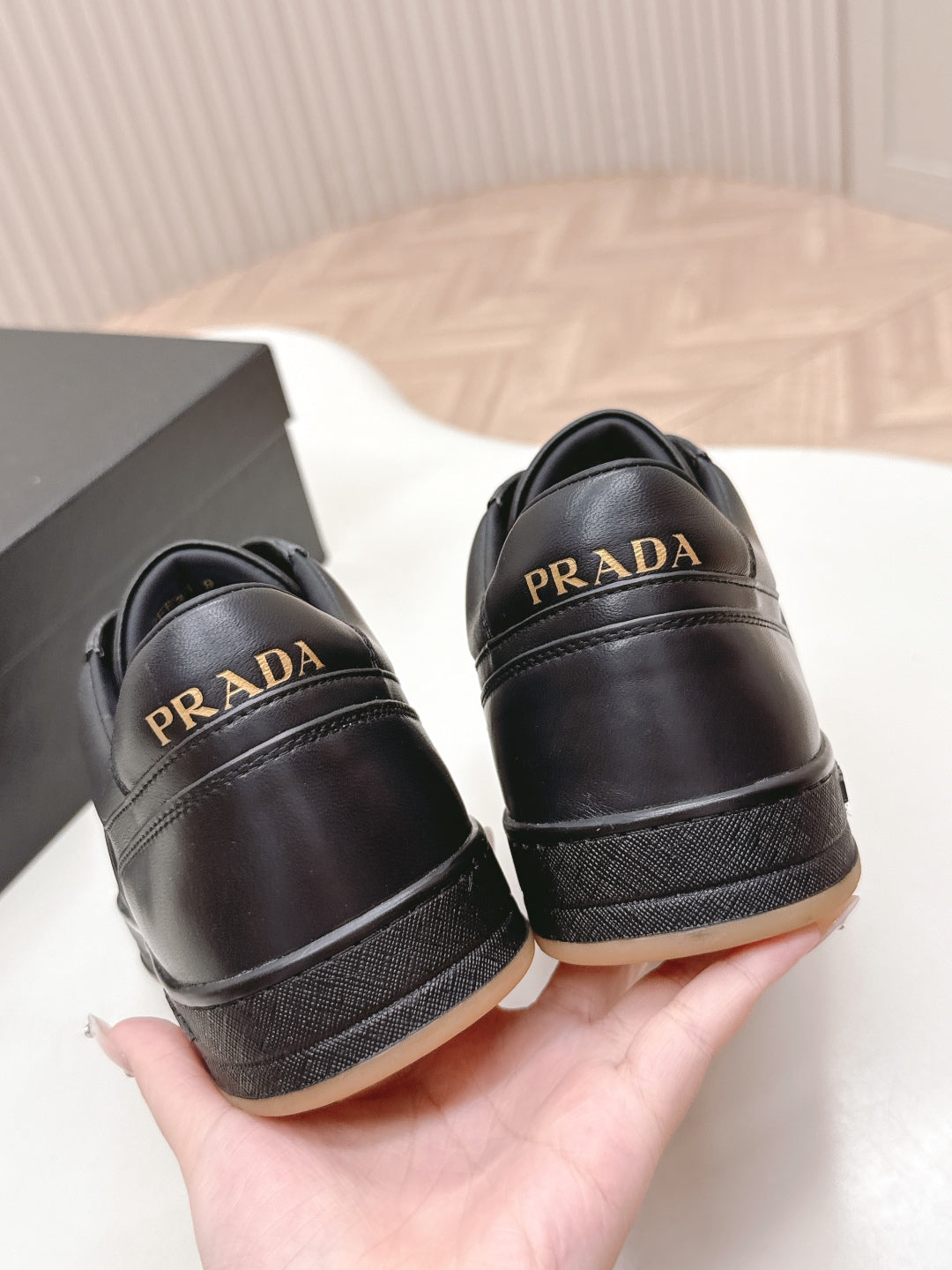 PRADA 25S DOWNTOWN SNEAKERS IN BLACK CALFSKIN、mysite、Cacoeks