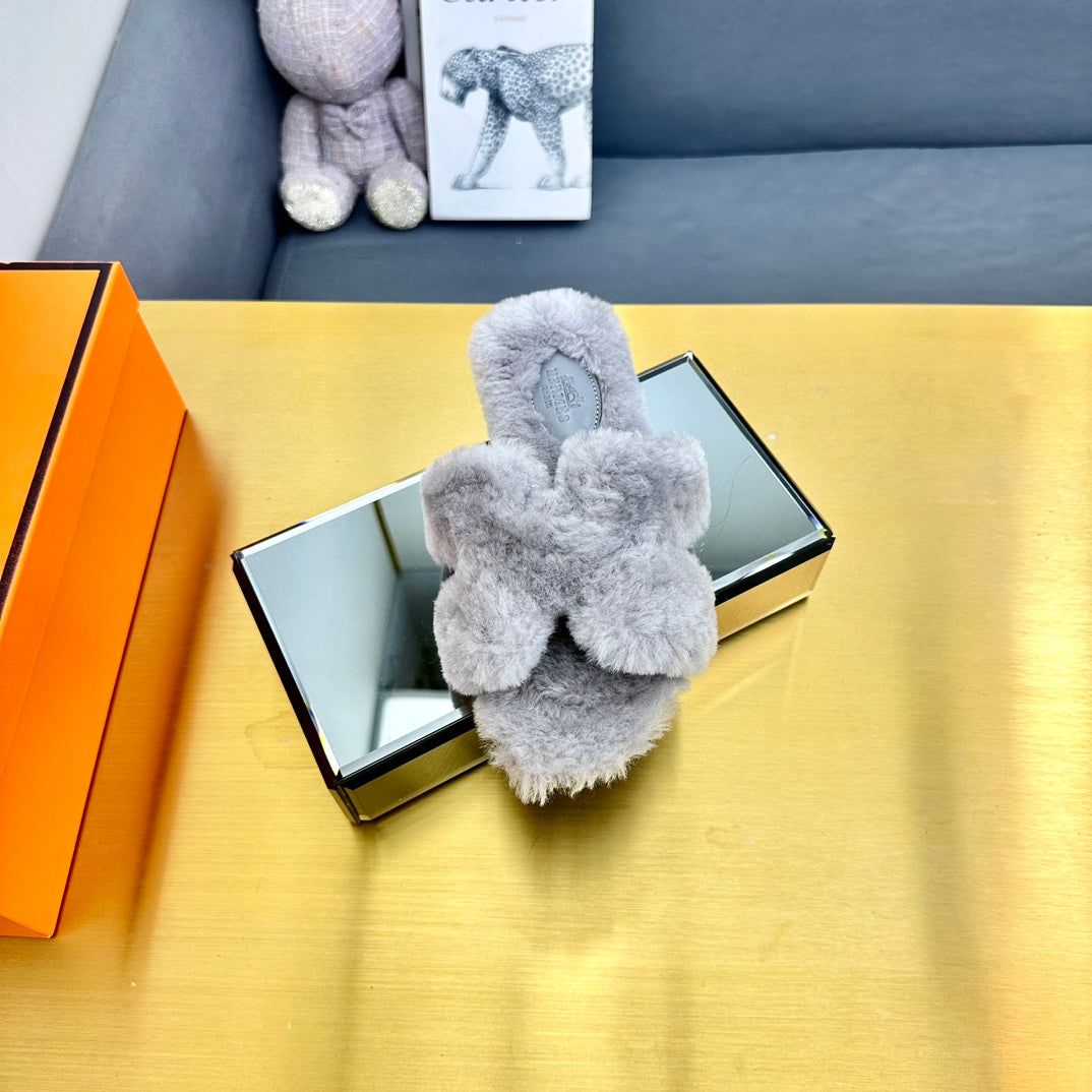 0RAN SHEARLING SANDALS SILVER GRAY、mysite、Cacoeks