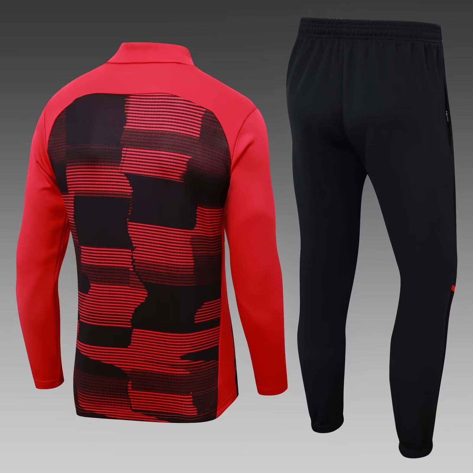 2024/2025 AC Milan Half-Pull Training Suit Red Black Football Shirt 1:1 Thai Quality Set:football jersey mysite: unitedjerseyfootball 邓江浪:football