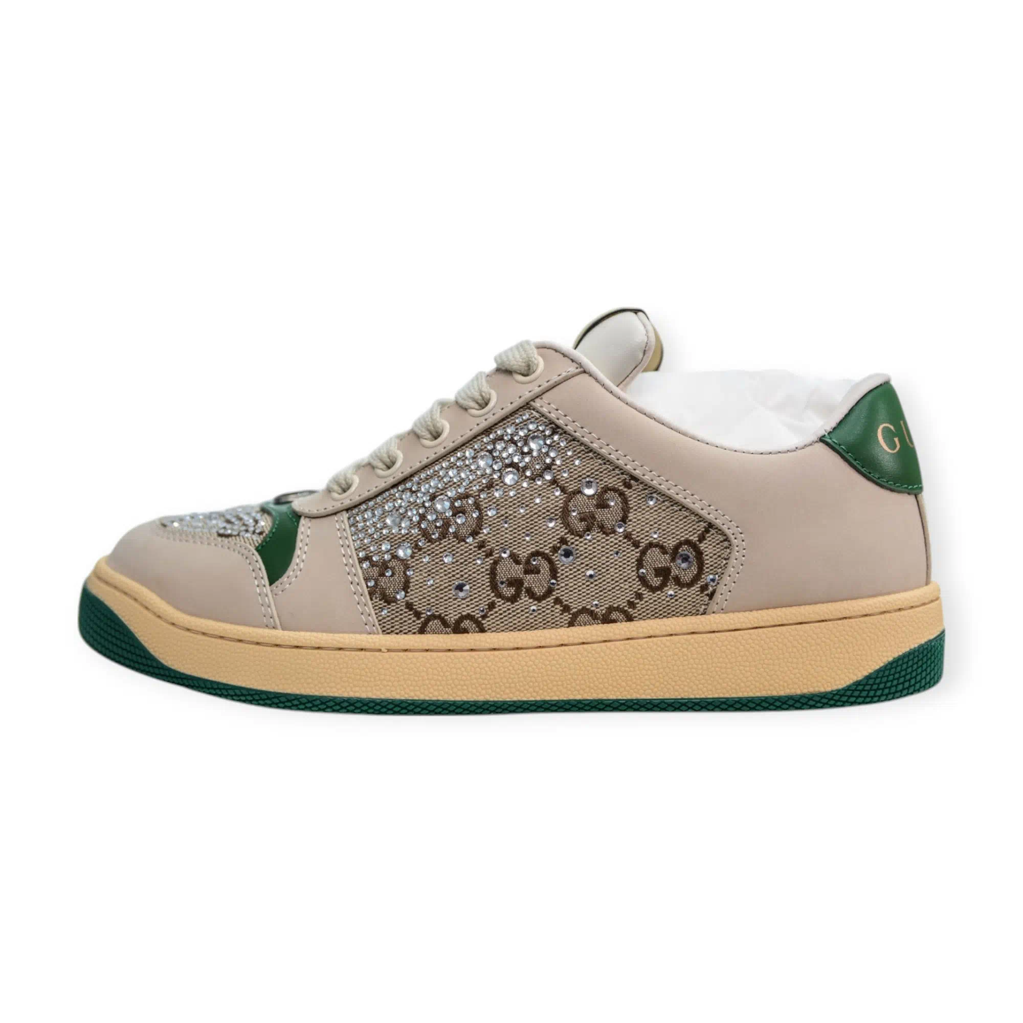 Gucci Screener Sneaker W/ Multi-Dimensional Crystals In Ivory、mysite、Cacoeks