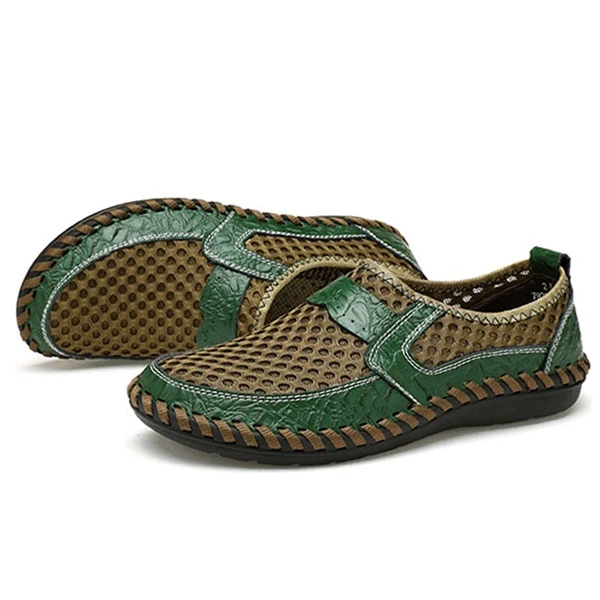 Menico Big Size Men Hand Stitching Breathable Honeycomb Mesh Loafers Flats