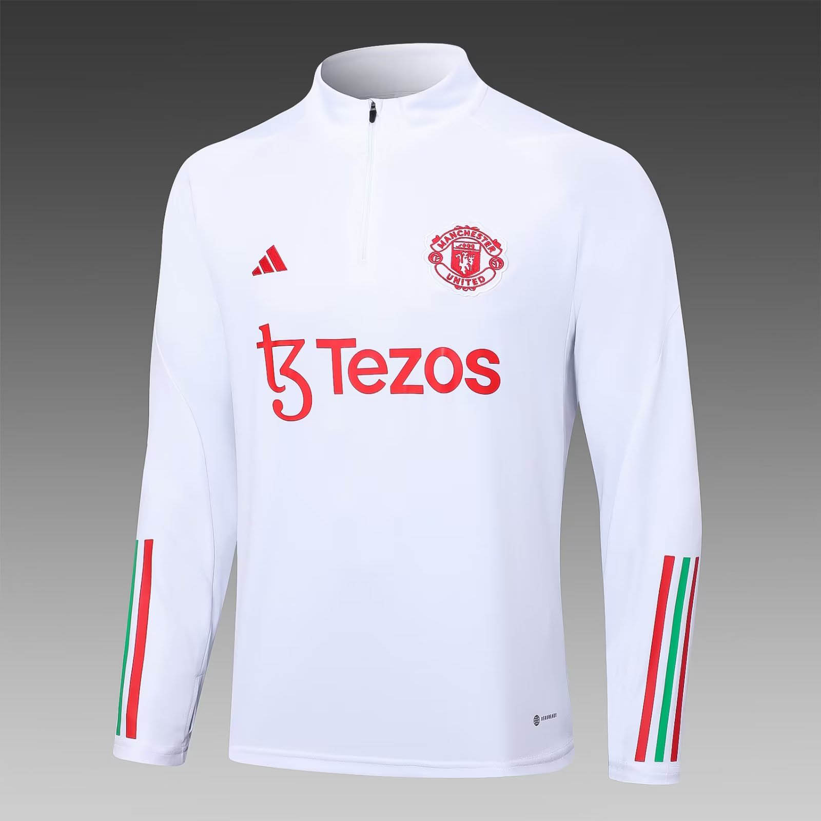 2023/2024 Manchester United Half-Pull Training Suit White Football Shirt 1:1 Thai Quality Set:football jersey mysite: unitedjerseyfootball 邓江浪:football