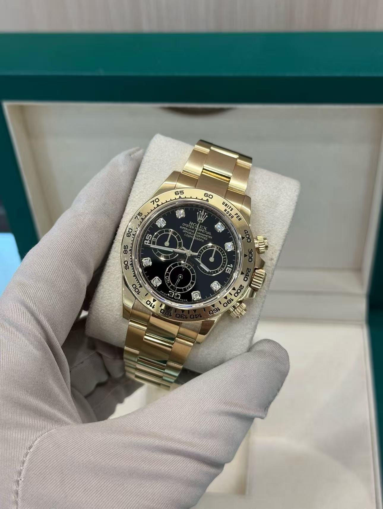 Rolex Daytona Black Dial Super Clone SwissReplica Watch 18kGold Bracelet Ref 116508-4130 Swiss Movement