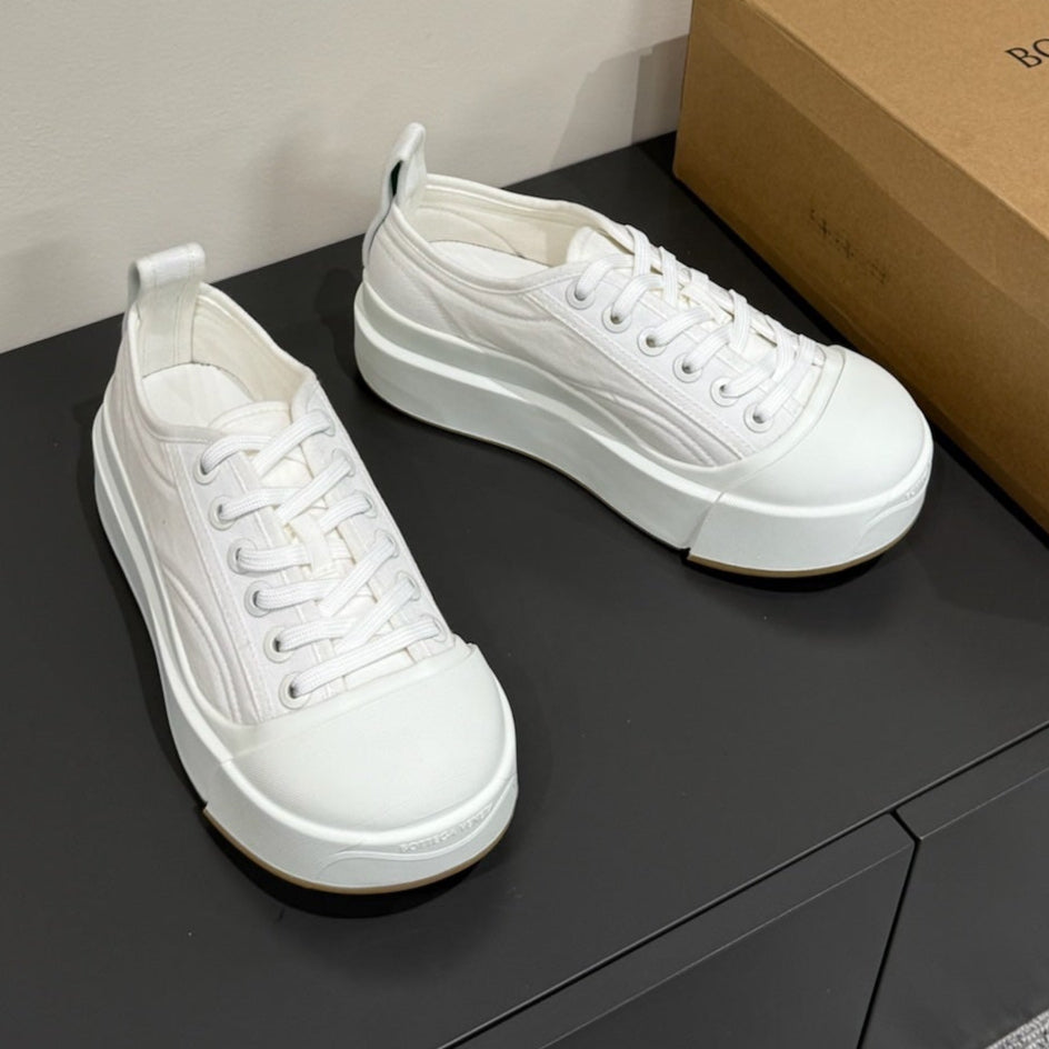 VULCAN PLATFORM SNEAKER IN WHITE CANVAS AND LAMBSKIN、mysite、Cacoeks
