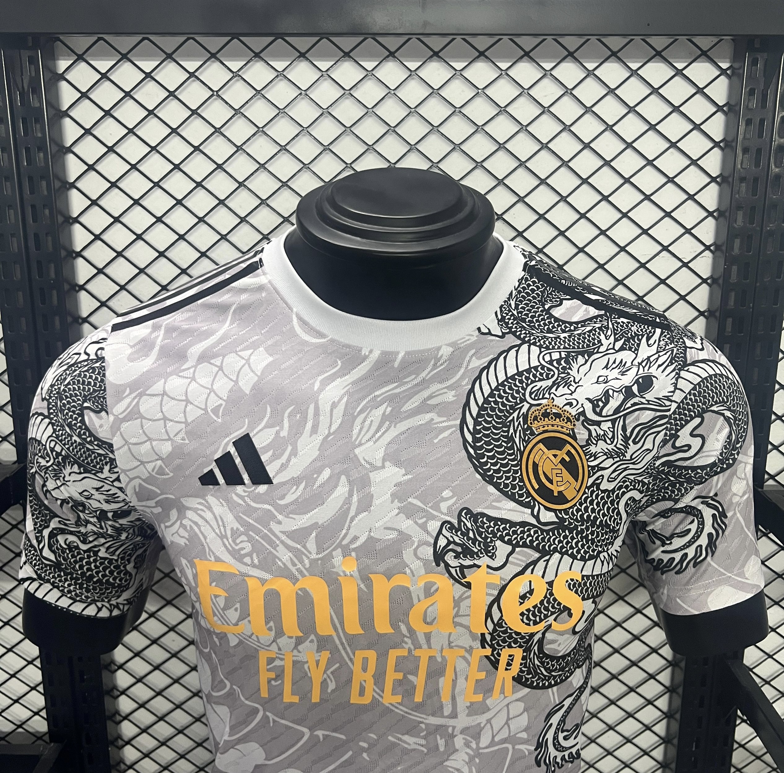 JerseysGala.com | Real Madrid 24-25 Black Dragon Special Edition Gray Jersey - Player Version -Customize Name, Number and Patch | Worldwide Shipping