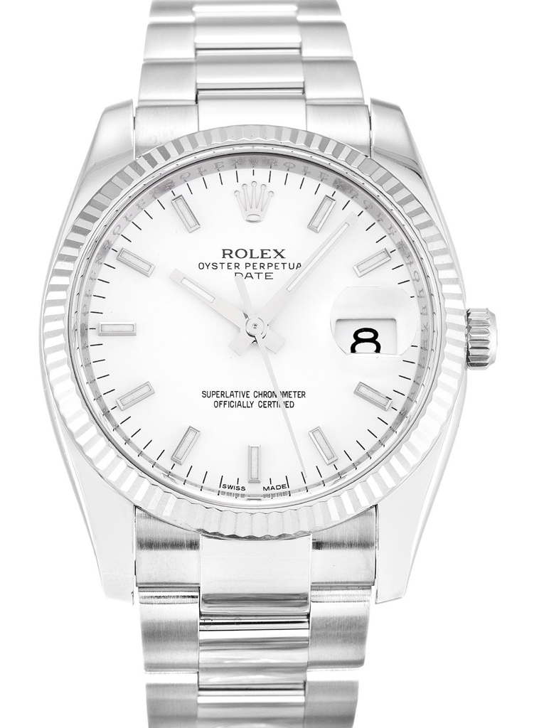 Replica Rolex Oyster Perpetual Date 34mm White Dial 115234-fasswatch