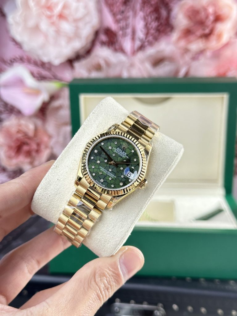 Đồng Hồ Rolex DateJust 278288 Replica 11 Nữ Mặt Số Họa Tiết Hoa Xanh Oliu 31mm (2)