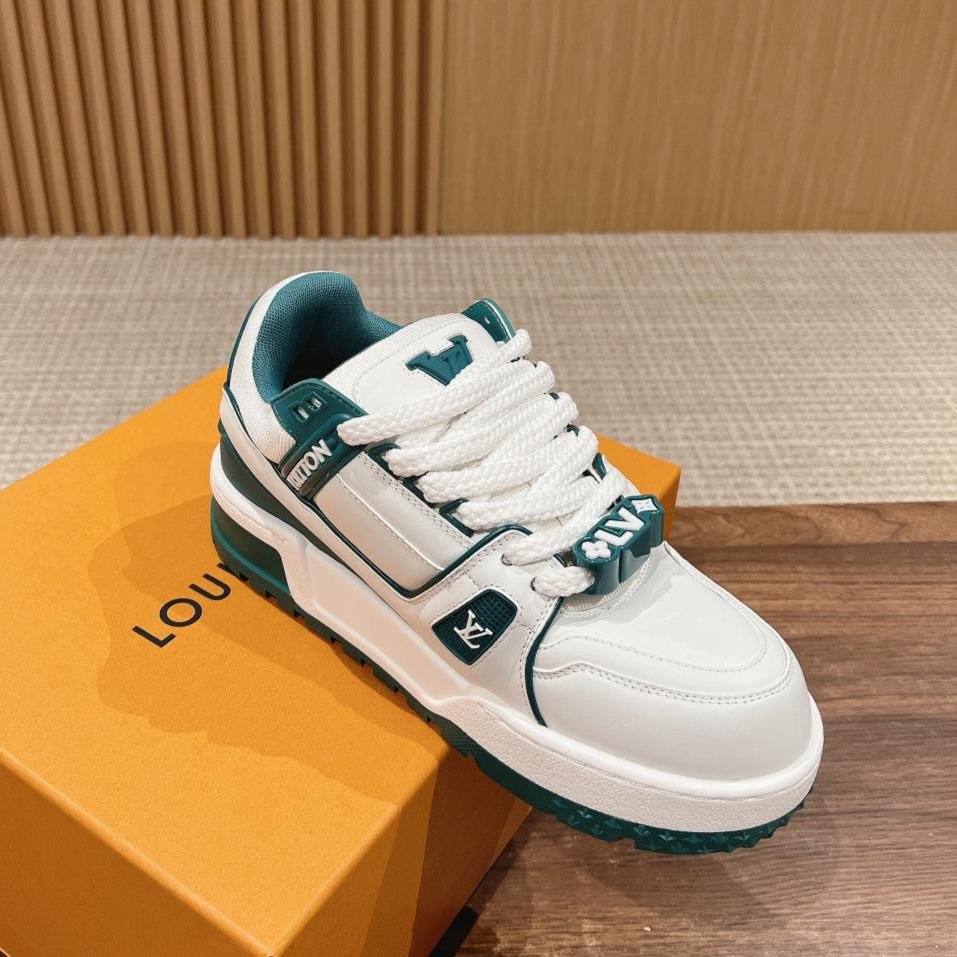 LV Trainer Maxi Sneaker White Mix Emerald Green Calfskin、mysite、Cacoeks