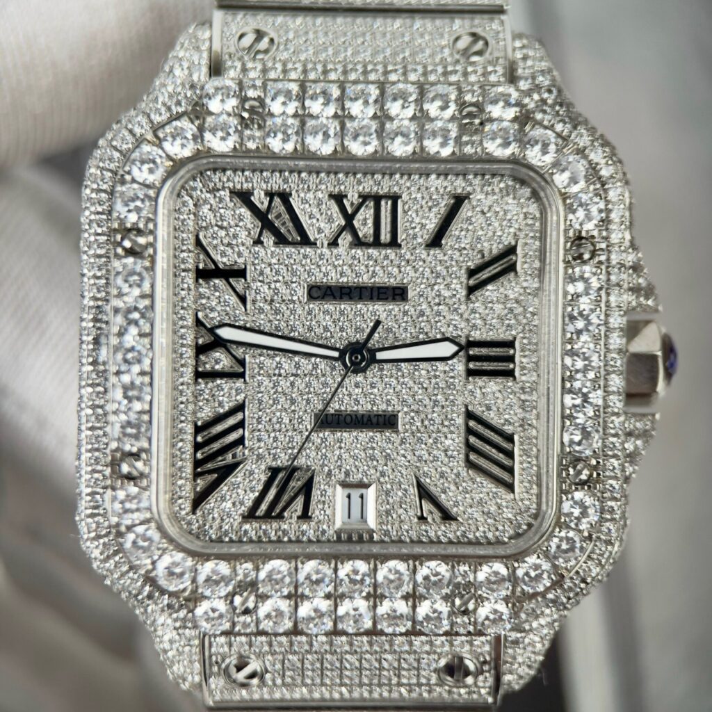 Đồng Hồ Cartier Santos Replica Cao Cấp Nam Đính Đá (2)