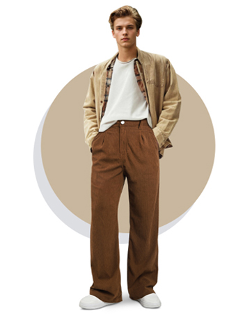 Heyfanee Mens Corduroy Pants Baggy Vintage Casual Pants for Men Wide Leg 80s 90s Streetwear Trousers