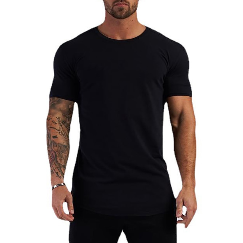 Summer Cotton Sports T-Shirts Mens Slim Fit Gym Fitness Male T Shirt Casual Running Bodybuilding Man Jogging Workout Clothing