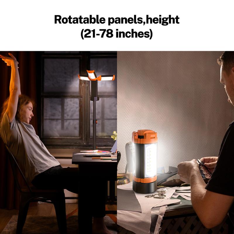 Product Introduction of OGERY Rechargeable 10000mAh Camping Light with Detachable Tripod ( 1.75 to 6.5 Feet ), 2200 Lumens Cordless Dimmable Work Light & Emergency Light 7