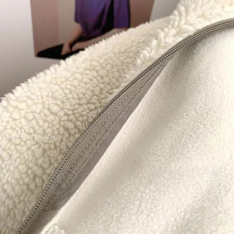 Fashion Lamb Plush Jacket Women's Autumn Winter New Pocket Zipper Long Sleeve Loose Stand Collar Comfort Warm Jacket for Women