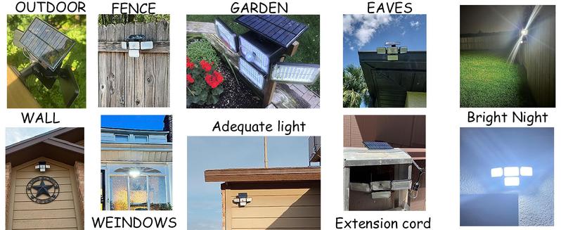 Product Introduction of Mokot Solar Lights Outdoor, Motion Sensor Wall Lights with Remote Control,4 Heads IP65 Waterproof Solar Flood Security Light for Outside Yard 12