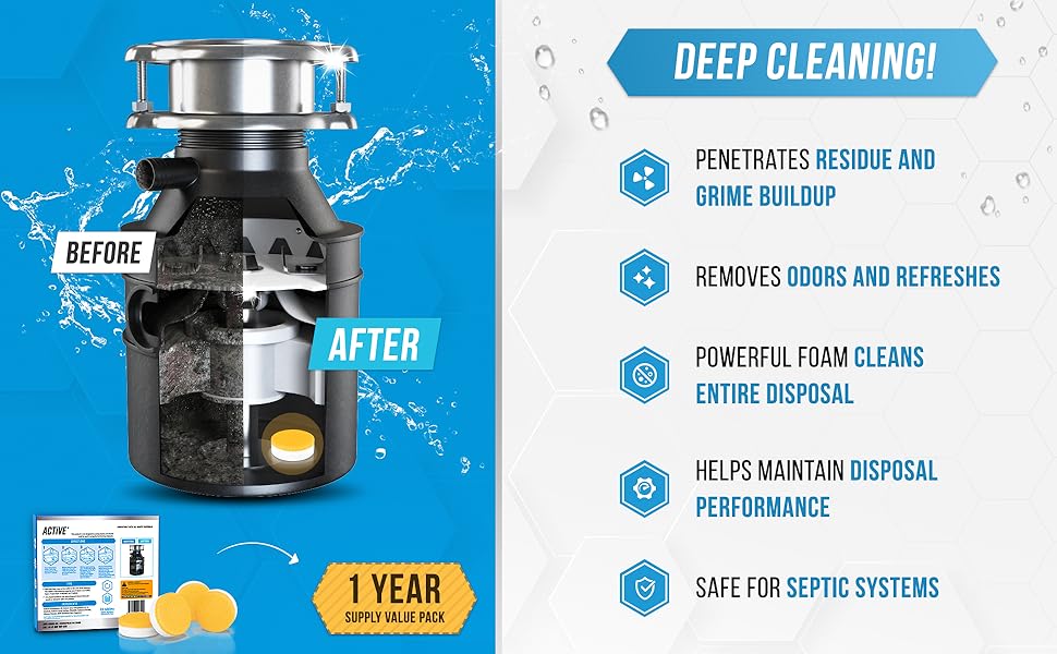 Garbage Disposal Deodorizer, Septic Safe Foaming Deep Cleaning and Maintenance