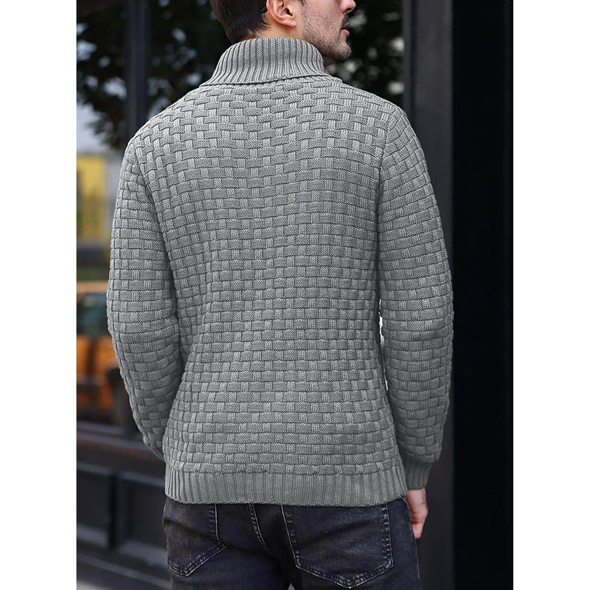 Zaitun Men's Turtleneck Sweater Pullover Stylish Shawl Collar Knit Top for Regular Fit