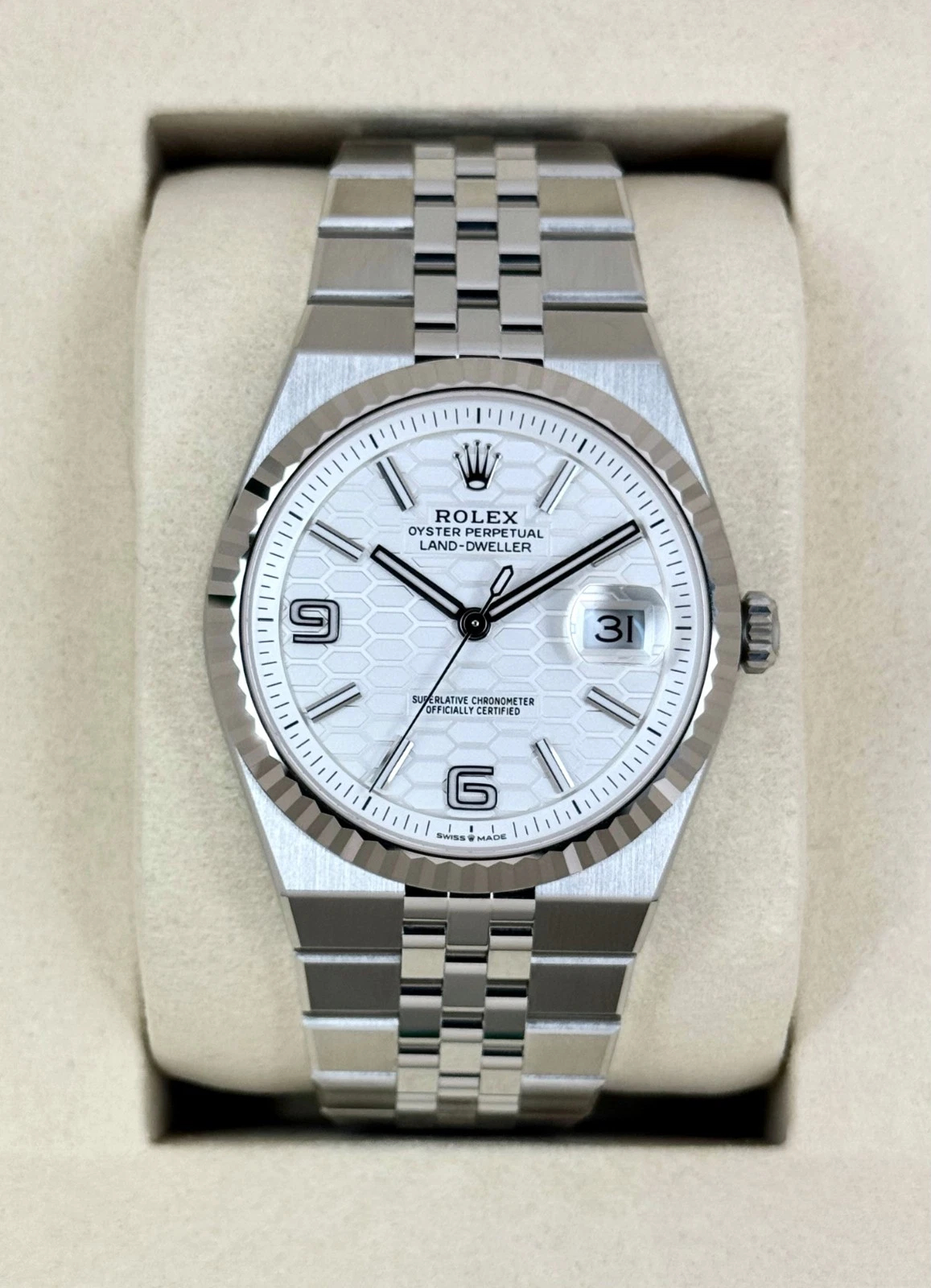 Rolex Land-Dweller 40mm M127334-0001 Super Clone Watch – Oyster Steel White Dial Replica