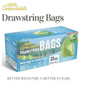 UNNI 100% Compostable Drawstring Bags