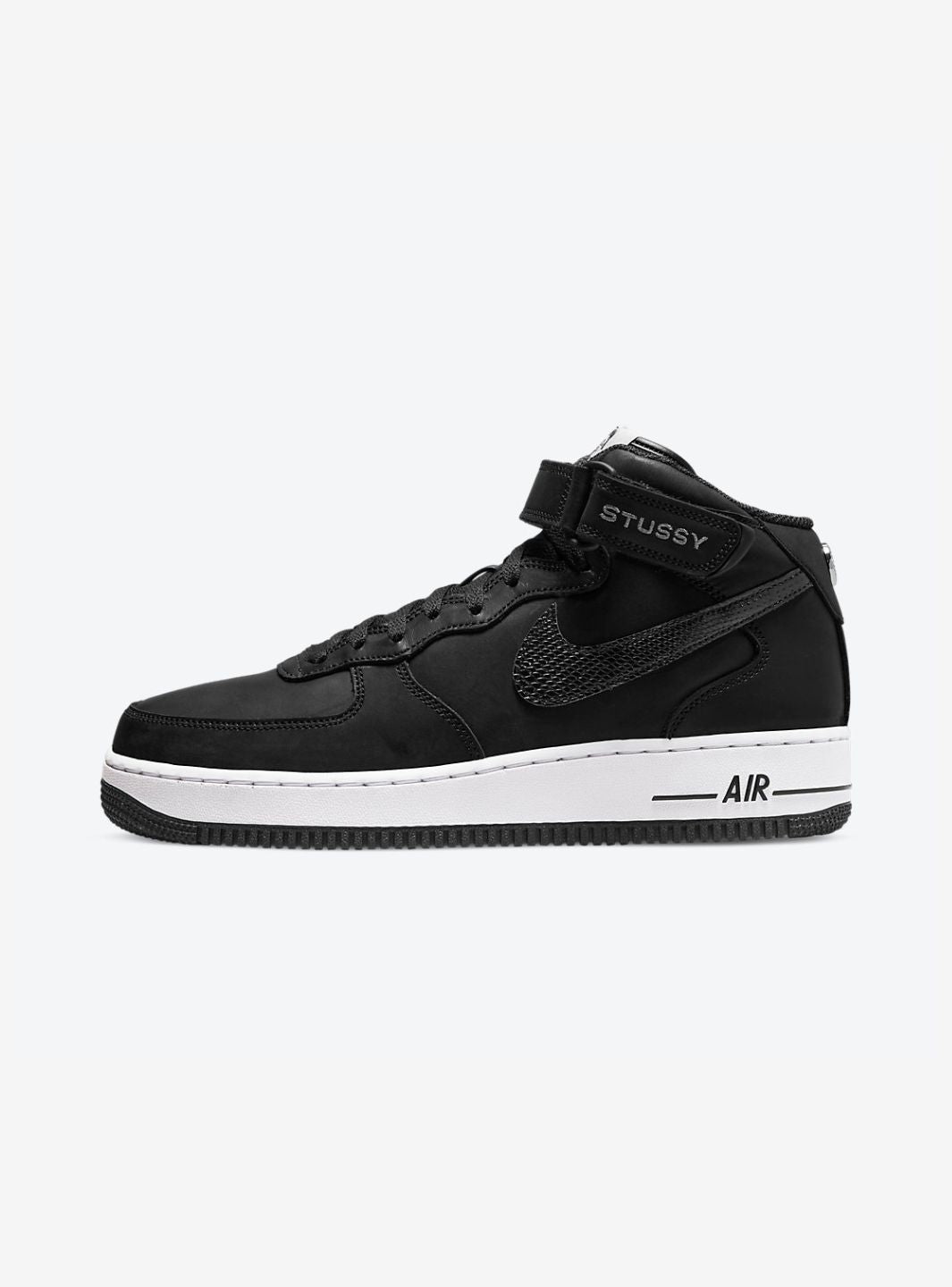 Nike Air Force 1 Mid Stussy Black White、NIKE、Cacoeks