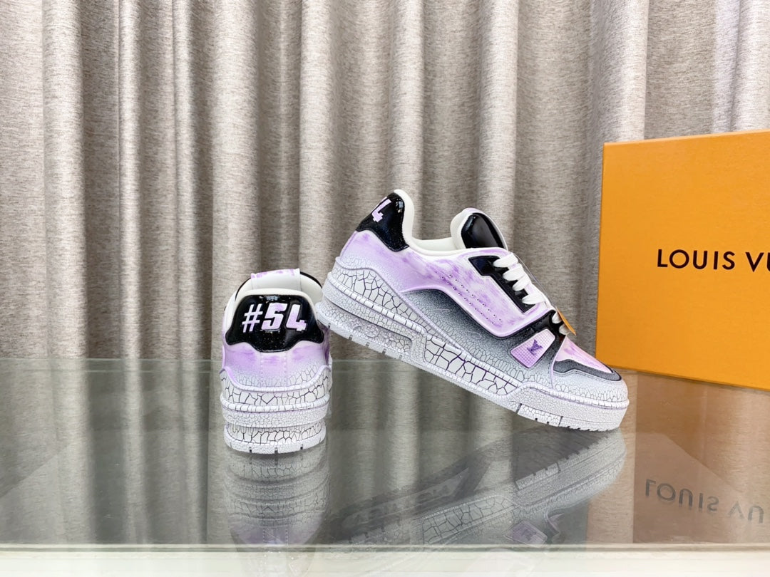 LV TRAINER SNEAKERS IN LIGHT PURPLE OMBRE MIX COLORFUL CALFSKIN、mysite、Cacoeks