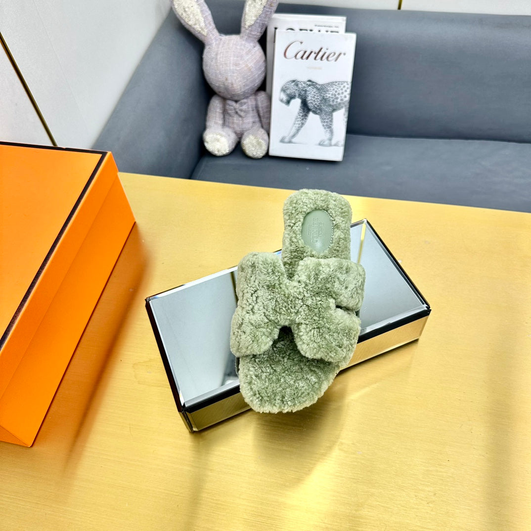 0RAN SHEARLING SANDALS JADE GREEN、mysite、Cacoeks