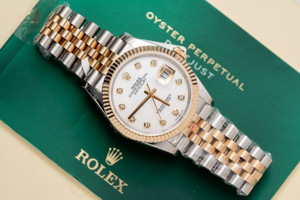 Đồng Hồ Rolex DateJust Mặt Xà Cừ Bọc Vàng Thật Nhà Máy GM 36mm (4)