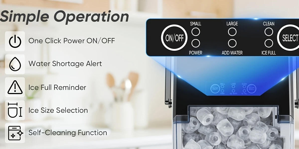 ice maker countertop - produces 9 bullet ice cubes in  , 26.5   of ice in 24 hours, small portable self-cleaning ice maker suitable for homes, kitchens, rvs, and parties details 1