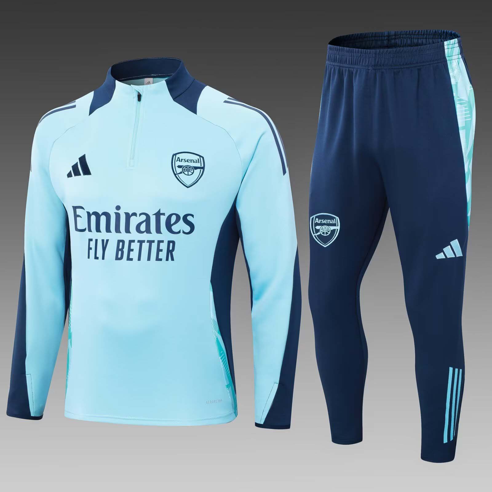 2024/2025 Arsenal Half-Pull Training Suit Baby blue Football Shirt 1:1 Thai Quality Set:football jersey mysite: unitedjerseyfootball 邓江浪:football