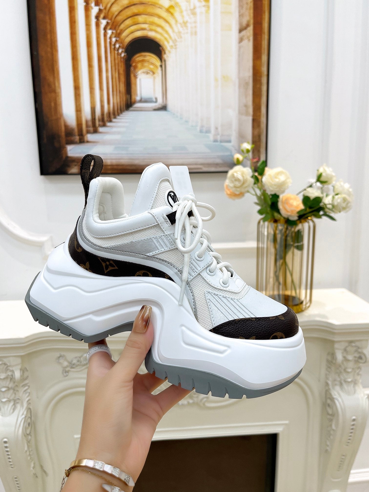 LV ARCHLIGHT 2.0 PLATFORM SNEAKER IN WHITE MIX BROWN MIX OF MATERIALS、mysite、Cacoeks