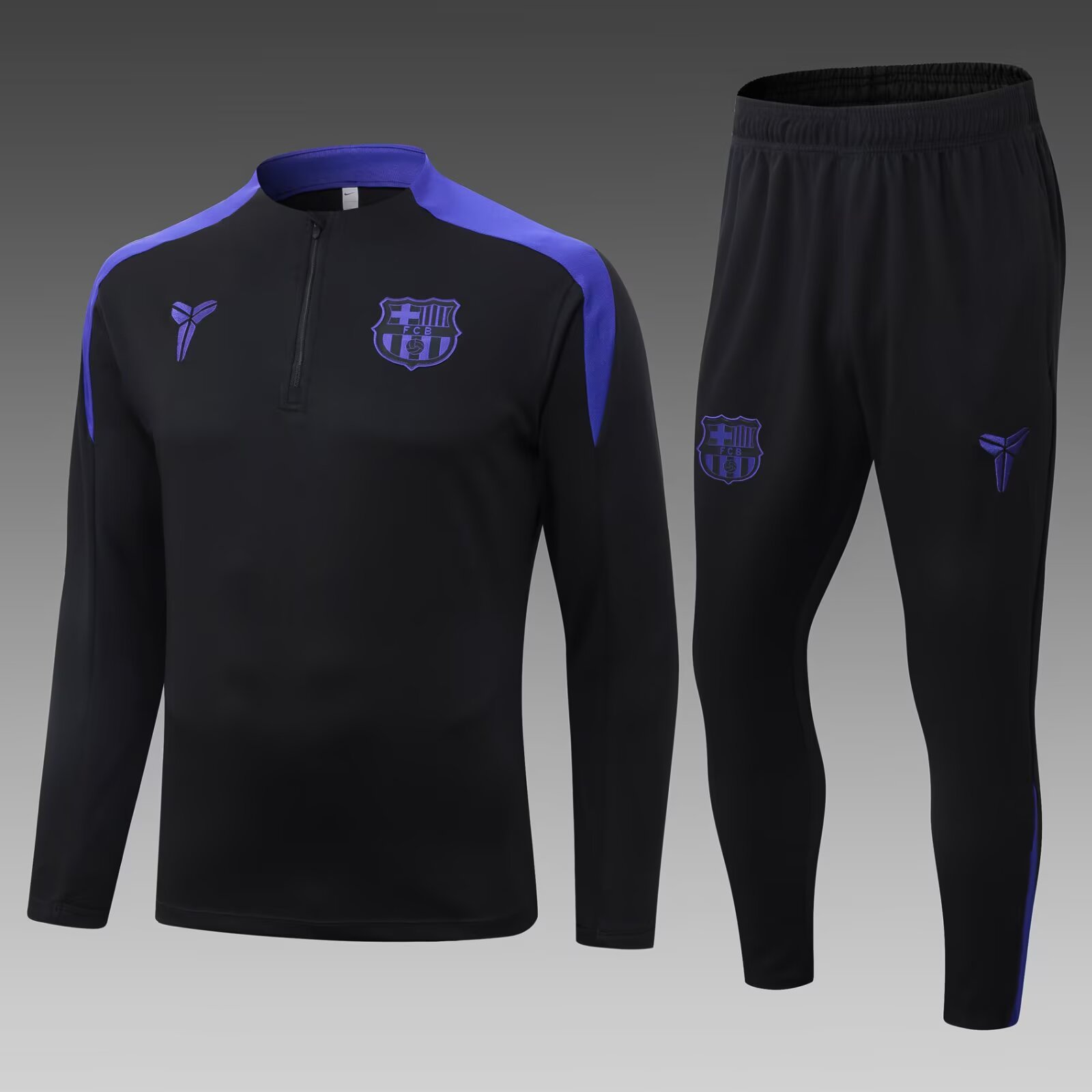 2025/2026 Barcelona Half-Pull Training Suit Black Jersey Set:football jersey mysite: unitedjerseyfootball 邓江浪:football