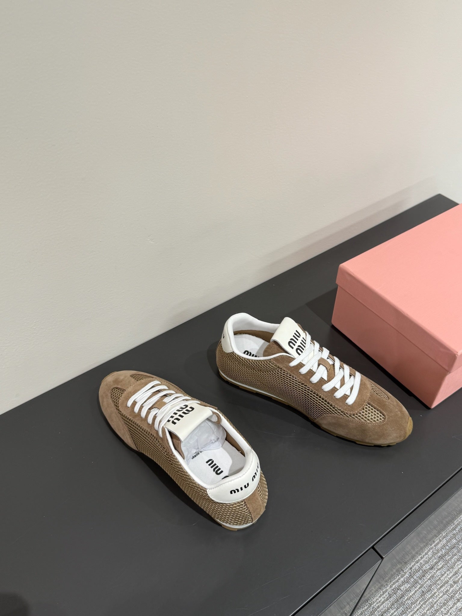 RETRO SNEAKERS IN COFFEE BROWN MESH AND SUEDE、mysite、Cacoeks