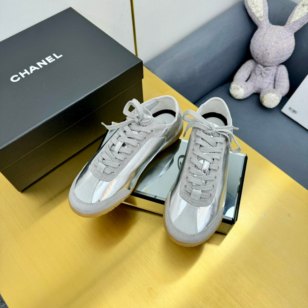 CC SNEAKER IN SILVER GRAY CALFSKIN AND SUEDE、mysite、Cacoeks