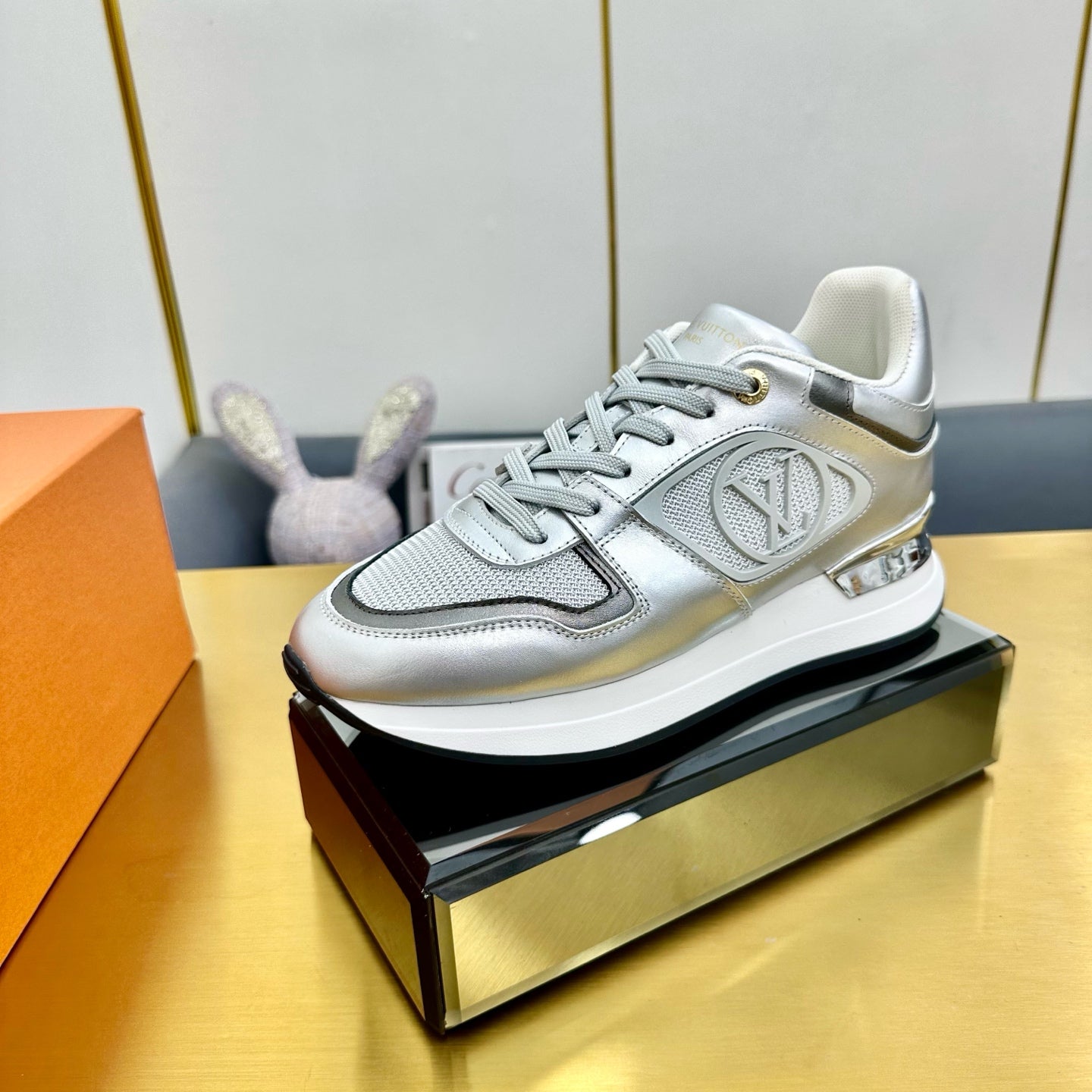 NEO RUN AWAY SNEAKER IN SILVER CALFSKIN、mysite、Cacoeks