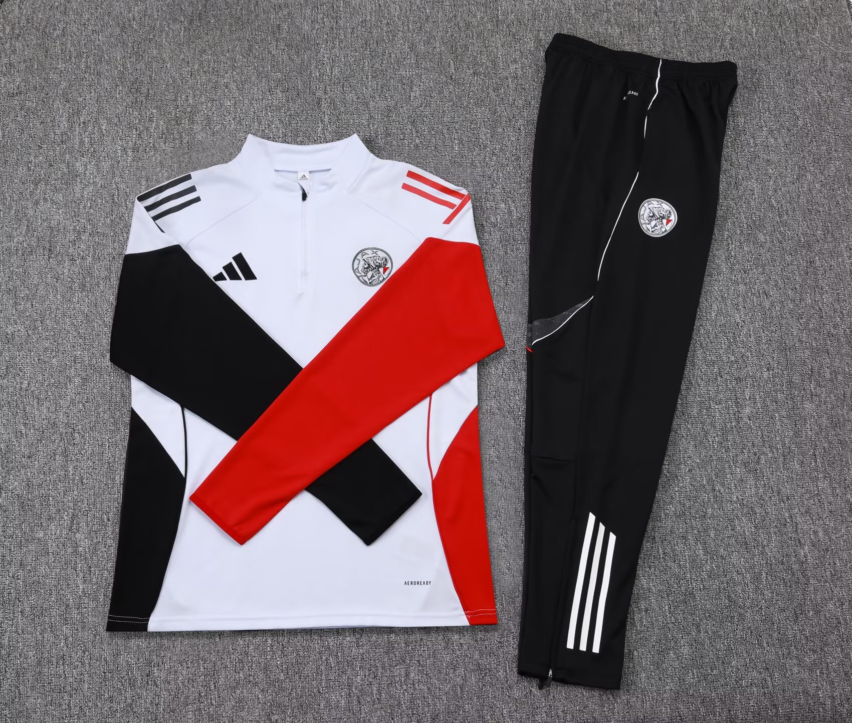 2025/2026 Ajax Half-Pull Training Suit White Football Shirt 1:1 Thai Quality Set:football jersey mysite: unitedjerseyfootball 邓江浪:football