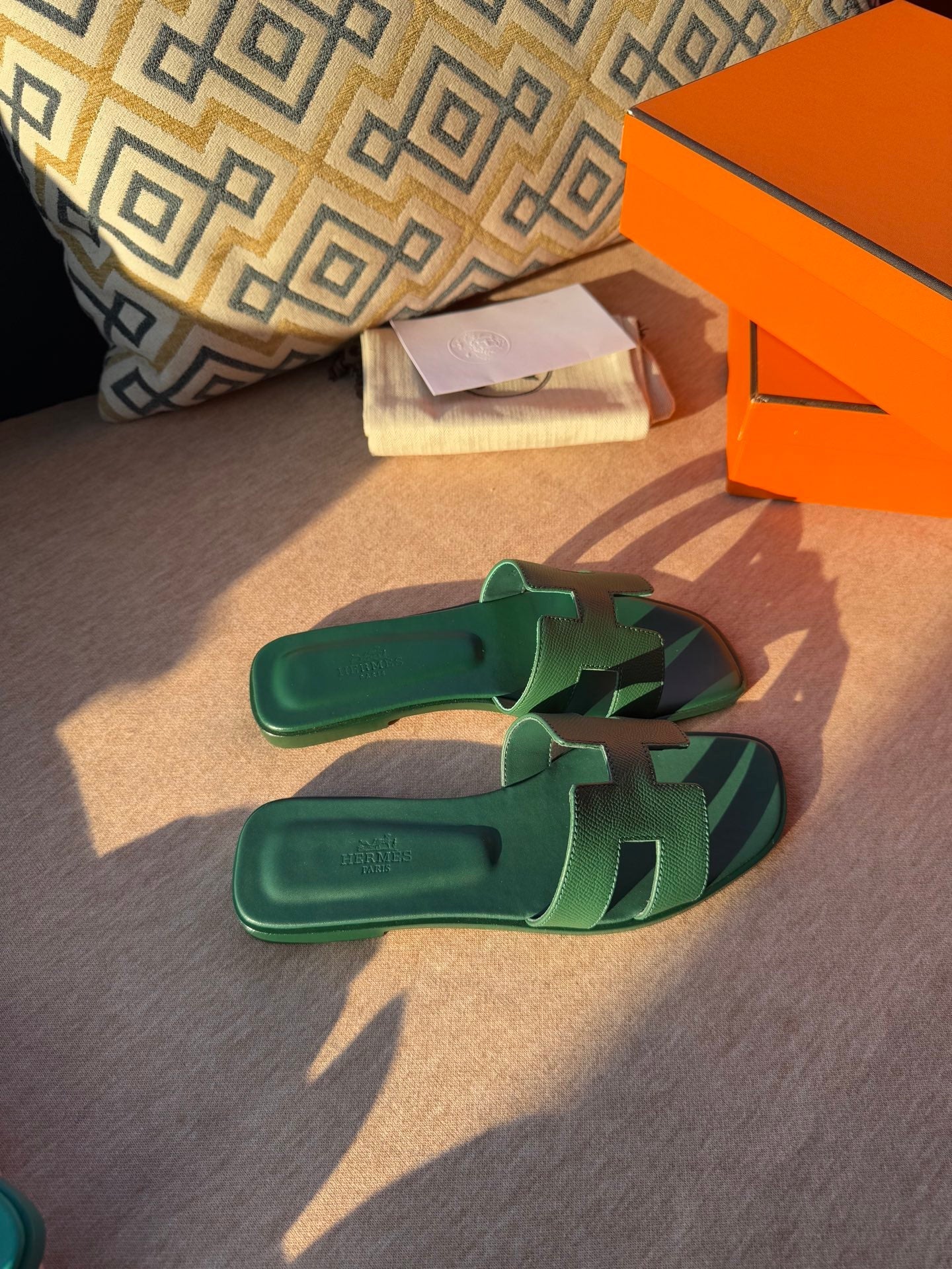 0RAN SANDALS IN HUNTER GREEN CALFSKIN、mysite、Cacoeks