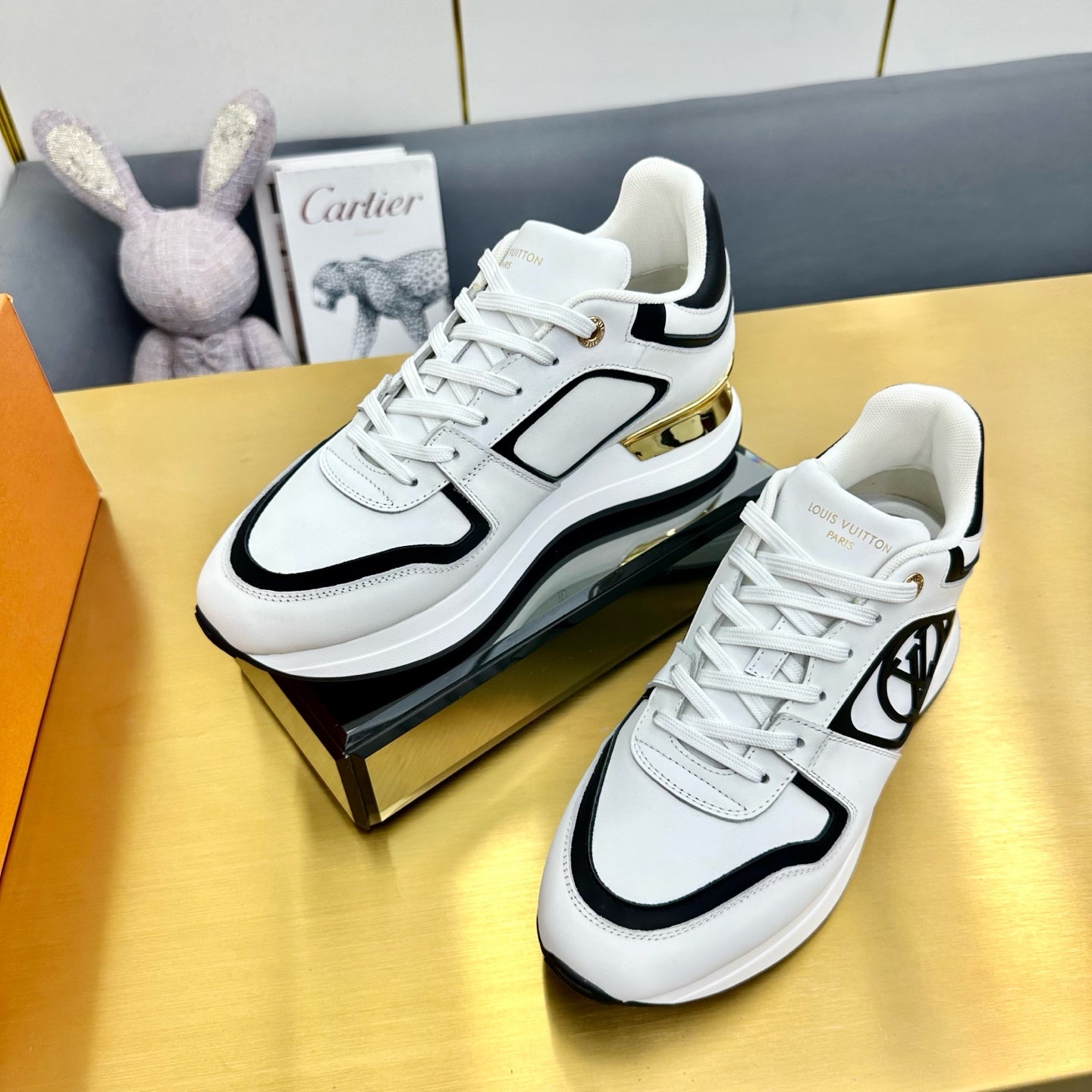 NEO RUN AWAY SNEAKER IN WHITE MIX BLACK CALFSKIN、mysite、Cacoeks