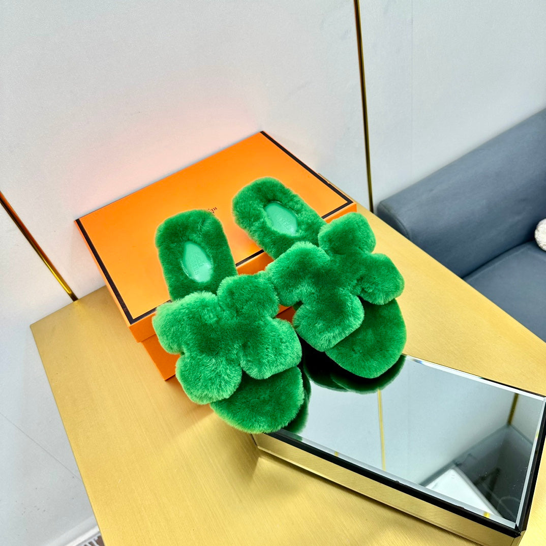 0RAN SHEARLING SANDALS LAWN GREEN、mysite、Cacoeks