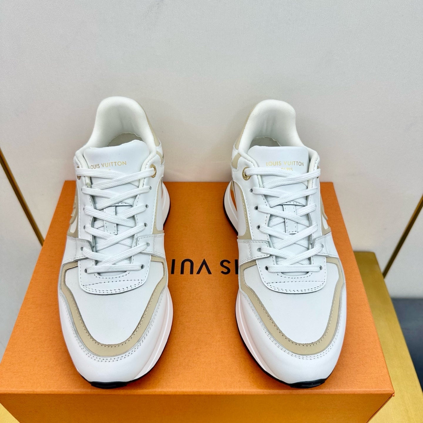 NEO RUN AWAY SNEAKER IN WHITE MIX GOLD CALFSKIN、mysite、Cacoeks