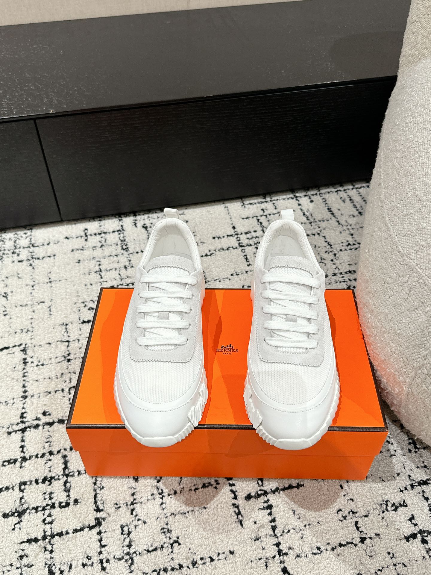 BOUNCING SNEAKER IN WHITE CALFSKIN AND FABRIC、mysite、Cacoeks