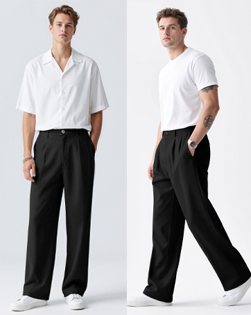 Heyfanee Mens Casual Pants Relaxed Fit Stylish Slacks for Men with Belt Loops Black