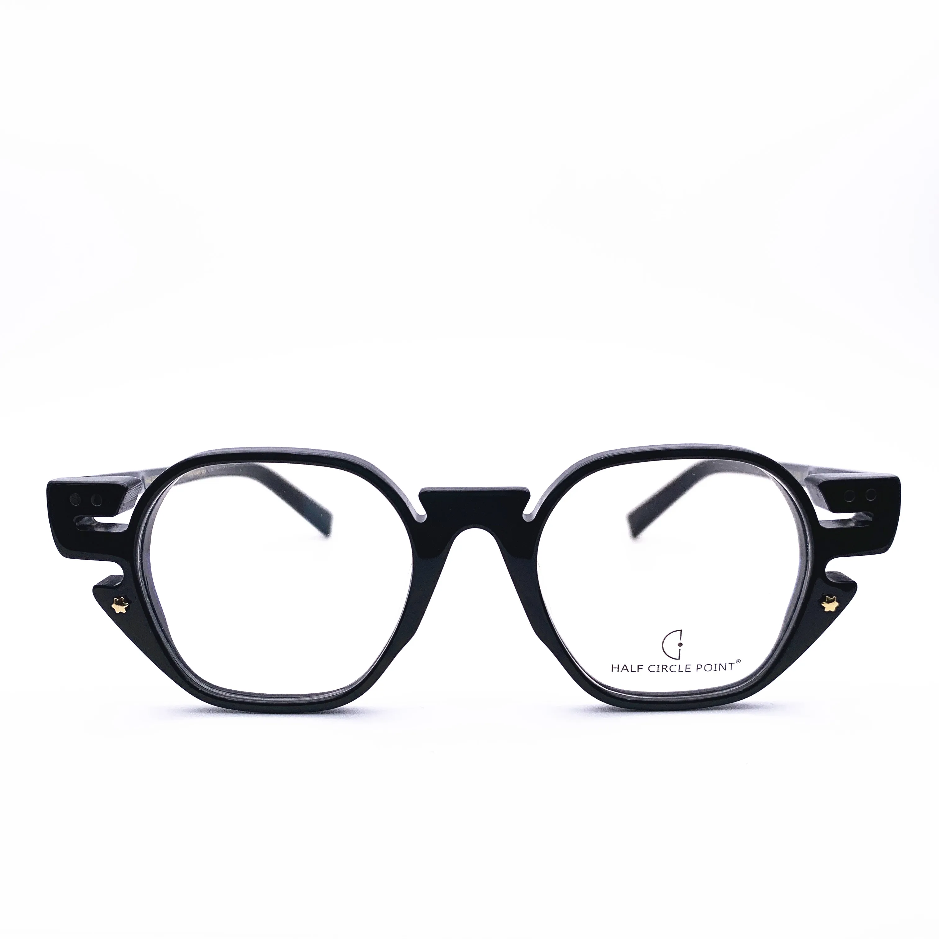 Belight Optical  Women Men Acetate Fancy Colorful Champange Color Star Rivet Design Spectacle Frame Precription Lens HP252