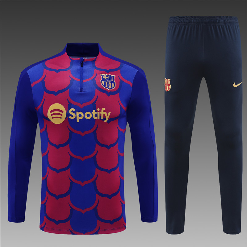 2024/2025 Barcelona Half Training Jersey Red and Blue Camouflage Kit:football jersey mysite: unitedjerseyfootball 邓江浪:football