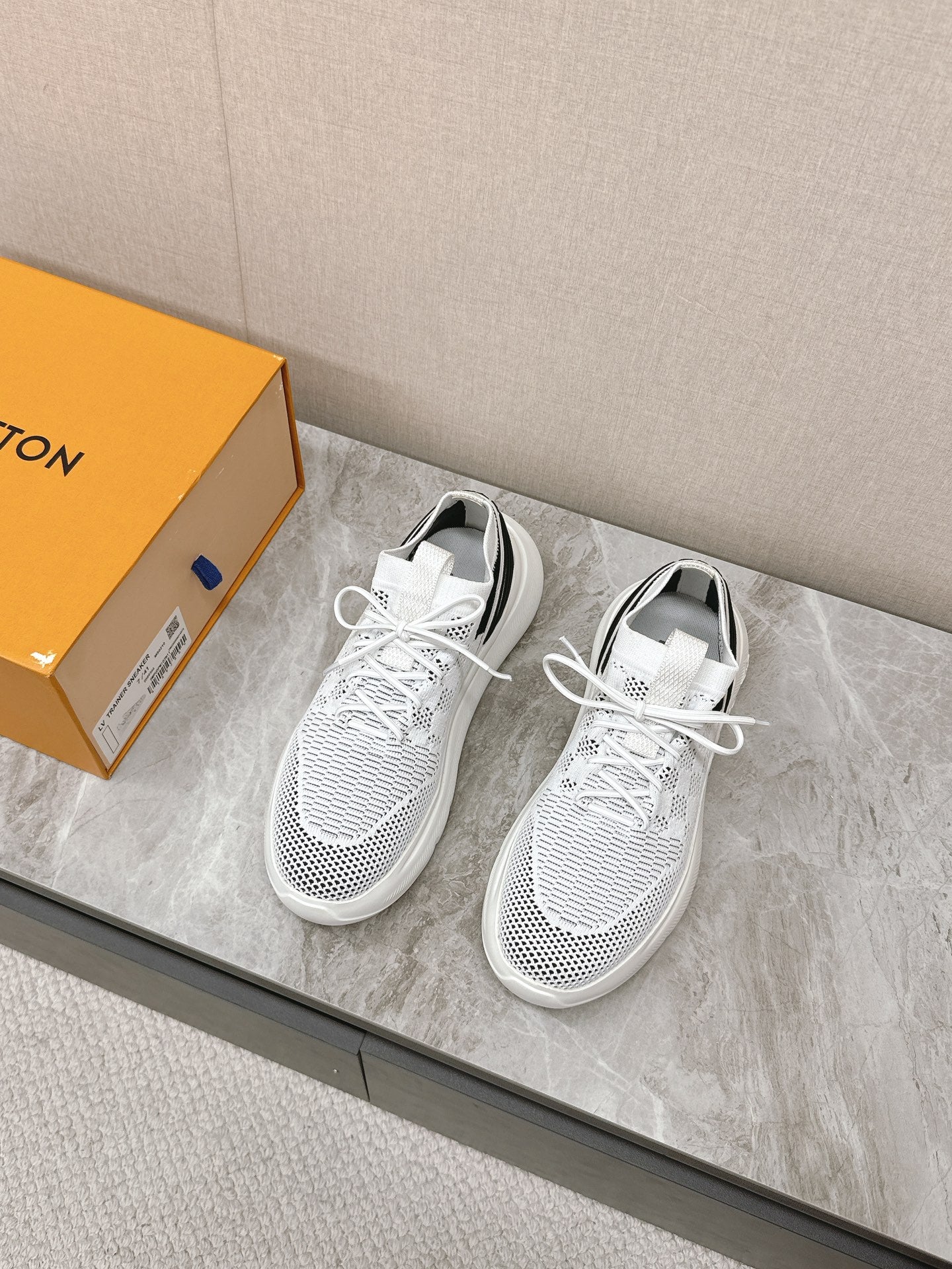 SNEAKERS IN WHITE DAMIER ELASTIC FABRIC、mysite、Cacoeks