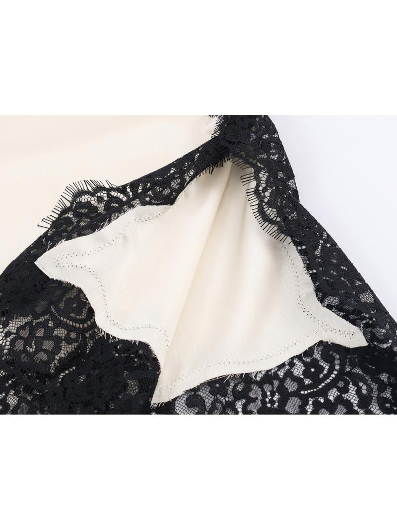 New Fashionable Elegant Sexy Lady Satin Lace Blouse