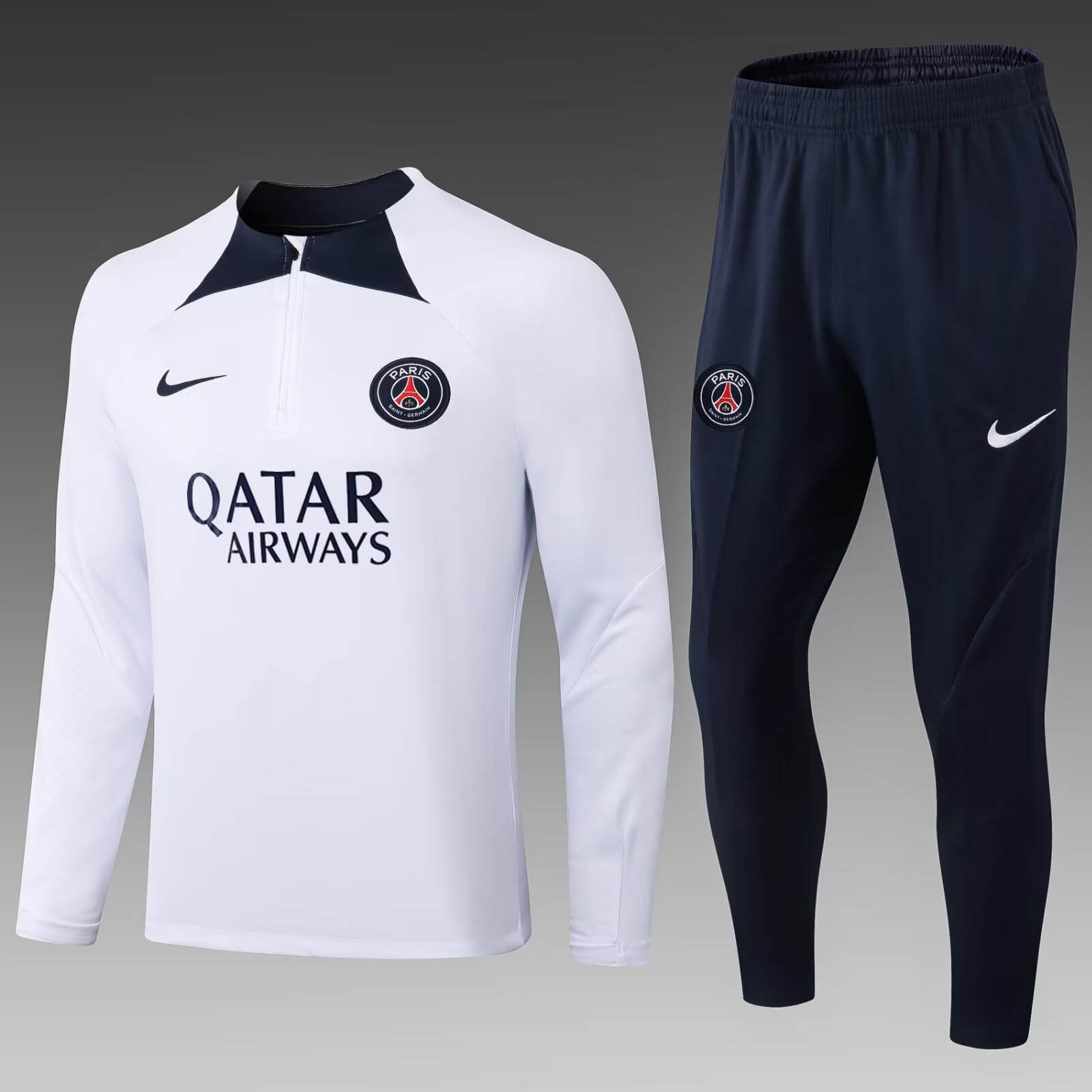 2022/2023 Psg Paris Saint-Germain Half-Pull Training Suit White Set:football jersey mysite: unitedjerseyfootball 邓江浪:football