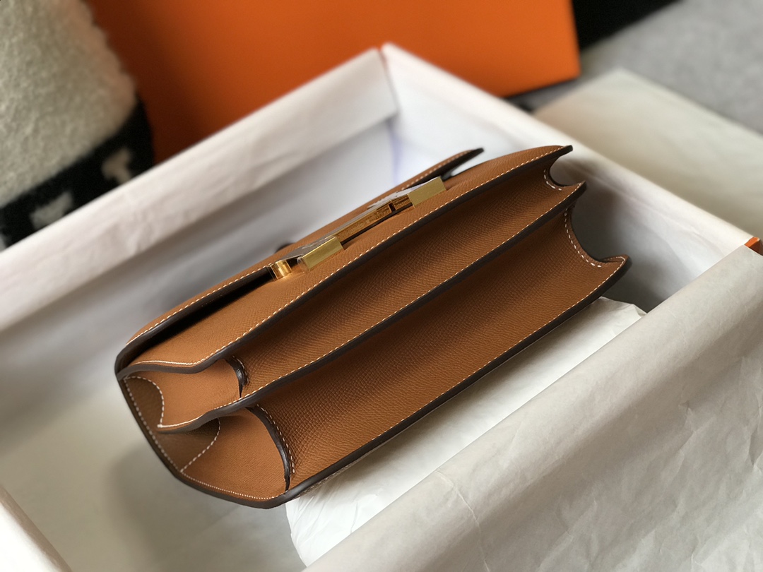 Replica Hermes Constance Bag Epsom Leather Brown Wiht Gold 19cm and 23cm