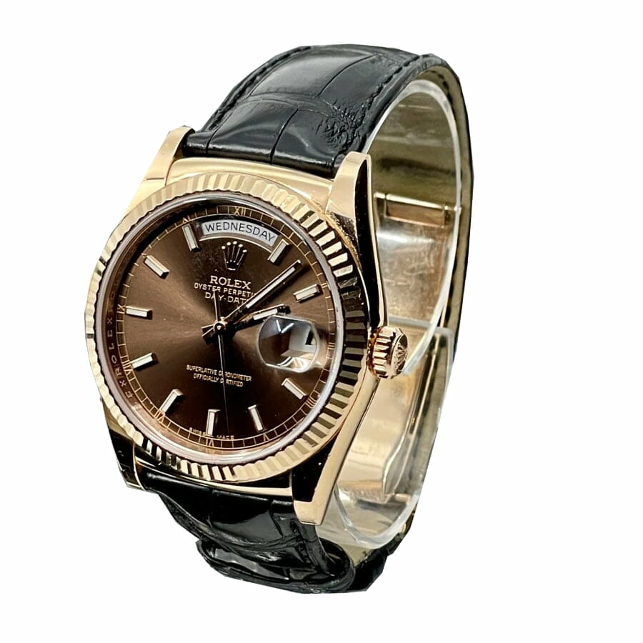 Rolex Day-Date Black Leather Replica-fasswatch