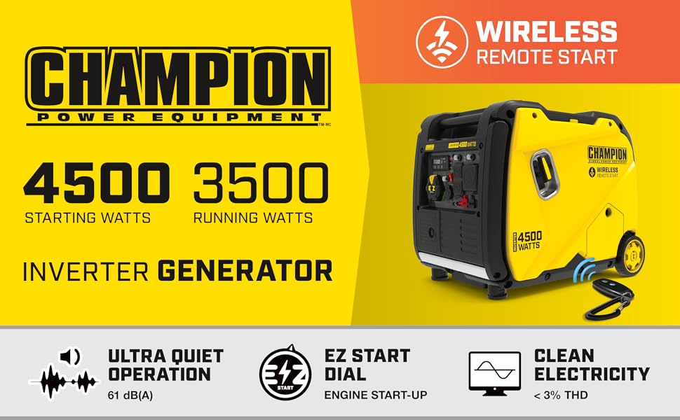 generator inverter gas powered champion 4500 watts backup outage quiet portable rv storm generators