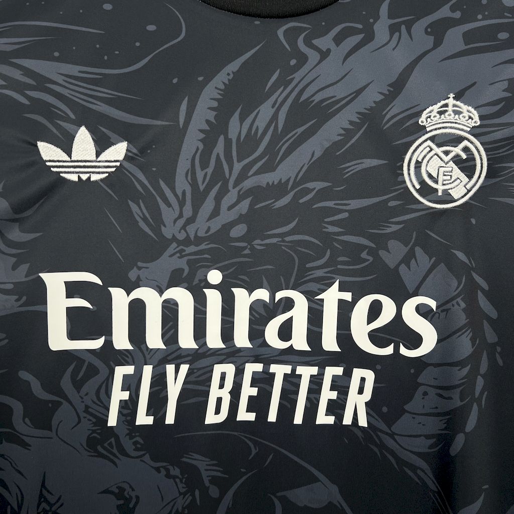 JerseysGala.com | Real Madrid 24-25 Dragons Pattern Black Special Edition Jersey -Customize Name, Number and Patch | Worldwide Shipping